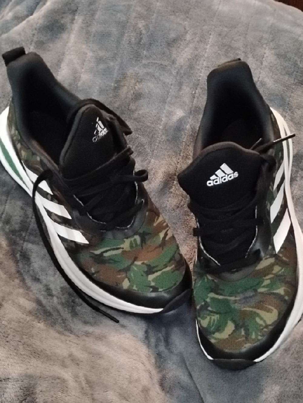 adidas Camo Athletic Sneakers - Green/Black/White